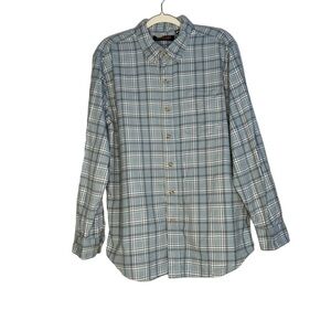 Ridgecut Toughwear light blue plaid long sleeve flannel button‎ down. Size L